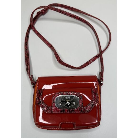 Rafe Monique Mini Crossbody Orange Multi Pebbled Leather Croc Print Travel Bag - Picture 1 of 8